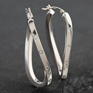 Pre-Owned 9ct White Gold Cubic Zirconia Twisted Crossover 20mm Creole Earrings 41171710