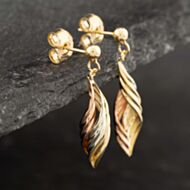 Pre-Owned Three Colour Gold Swirl Dropper Earrings 41171727