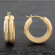 Pre-Owned 9ct Two Colour Gold 21.7mm Double Mesh Style Hoop Earrings 41171950