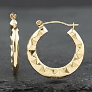 Pre-Owned 9ct Yellow Gold 23.7mm Diamond Cut Pattern Creole Earrings 41172311