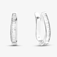 Pre-Owned 18ct White Gold 25mm 2.24ct Baguette Cut Diamond Set Hoop Earrings 41172332