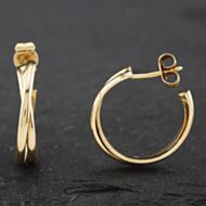 Pre-Owned 9ct Yellow Gold 19mm Crossover Hoop Earrings 41172396