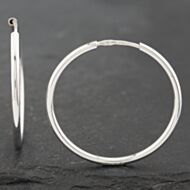 Pre-Owned 18ct White Gold Plain Hoop Earrings 41172420