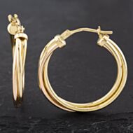 Pre-Owned 9ct Two Colour Gold 28.3mm 3 Strand Hoop Earrings 41172454