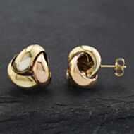 Pre-Owned 9ct Two Colour Gold 11.3mm Knotted Stud Earrings 41172502