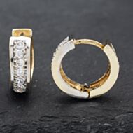 Pre-Owned 9ct Two Colour Gold 13mm Cubic Zirconia Hoop Earrings 41172522