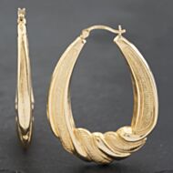 Pre-Owned 9ct Yellow Gold 48mm Patterned Creole Earrings 41172545
