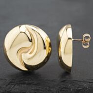 Pre-Owned 9ct Yellow Gold 23mm Large Button Stud Earrings 41172567