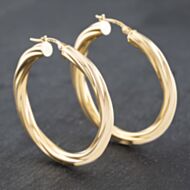 Pre-Owned 9ct Yellow Gold 37mm Large Twisted Hoop Earrings 41172635