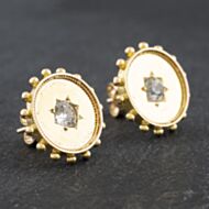 Pre-Owned Vintage Yellow Gold Rose Cut Diamond Round Stud Earrings 41172679
