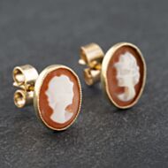 Pre-Owned 9ct Yellow Gold Cameo Oval Stud Earrings 41172697