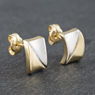 Pre-Owned Two Colour Gold Oblong Stud Earrings 41172702