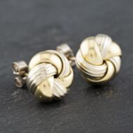 Pre-Owned 9ct Two Colour Gold Woven Stud Earrings 41172709