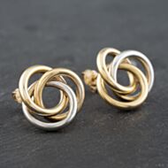Pre-Owned 9ct Two Colour Gold Triple Circle Stud Earrings 41172711
