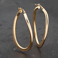 Pre-Owned 9ct Yellow Gold 48mm Plain Oval Creole Earrings 41172741