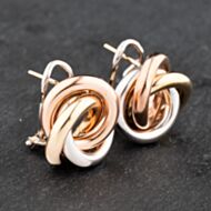 Pre-Owned 9ct Three Colour Gold 18mm Triple Circle Knot Stud Earrings 41172774
