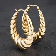 Pre-Owned Large Ribbed Pattern Creole Earrings 41172800