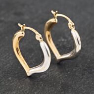 Pre-Owned Two Colour Gold 19mm Heart Hoop Earrings 41172819