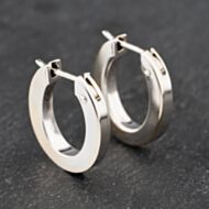Pre-Owned 9ct White Gold 17mm Plain Hoop Earrings 41172845