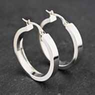Pre-Owned 9ct White Gold 27mm Oval Plain Hoop Earrings 41172846