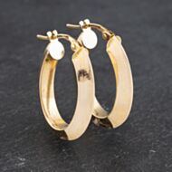 Pre-Owned 9ct Yellow Gold Plain Oval Creole Earrings 41172881