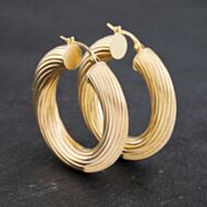 Pre-Owned 9ct Yellow Gold 31mm Large Twisted Hoop Earrings 41172896