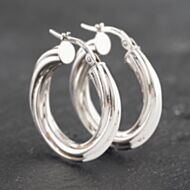 Pre-Owned 9ct White Gold 23mm Twist Hoop Earrings 41172963
