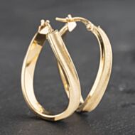 Pre-Owned 9ct Yellow Gold 29mm Twist Frost Creole Earrings 41172972