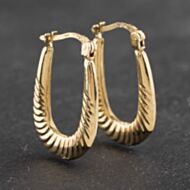 Pre-Owned Yellow Gold 21mm Lined Pattern Creole Earrings 41172974