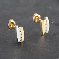 Pre-Owned 18ct Two Colour Gold Diamond Channel Set Stud Earrings 41172979