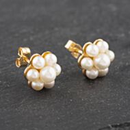 Pre-Owned 9ct Yellow Gold 9.7mm Cultured Pearl Cluster Stud Earrings 41172993