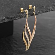 Pre-Owned 9ct Three Colour Gold 45mm Flame Dropper Earrings 41173005