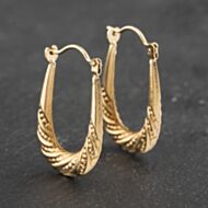 Pre-Owned Yellow Gold 22.4mm Patterned Creole Earrings 41173016