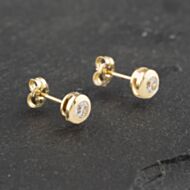 Pre-Owned Yellow Gold 5mm Cubic Zirconia Rubover Stud Earrings 41173025