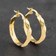 Pre-Owned Yellow Gold 24mm Patterned Hoop Earrings 41173037