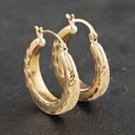 Pre-Owned Yellow Gold 24mm Diamond Cut Pattern Hoop Earrings 41173045