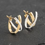 Pre-Owned Two Colour Gold 11mm Kiss Creole Earrings 41173063