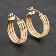 Pre-Owned 9ct Three Colour Gold 18mm Triple Hoop Earrings 41173065