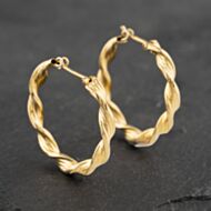 Pre-Owned 9ct Yellow Gold 25mm Twisted Hoop Earrings 41173075