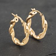 Pre-Owned Yellow Gold 20mm Frosted And Plain Twist Hoop Earrings 41173077
