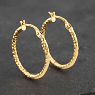 Pre-Owned Yellow Gold 23.5mm Hammered Pattern Hoop Earrings 41173082