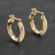Pre-Owned Two Colour Gold 18.7mm Twist Pattern Hoop Earrings 41173090