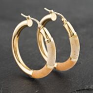 Pre-Owned 9ct Yellow Gold 33.4mm Hoop Earrings 41173104