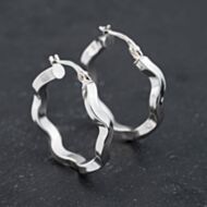 Pre-Owned 9ct White Gold 27mm Twist Hoop Earrings 41173110