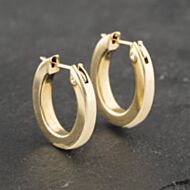 Pre-Owned 9ct Yellow Gold 17mm Plain Oval Hoop Earrings 41173112