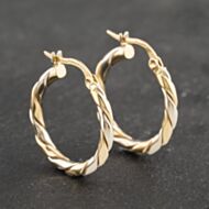 Pre-Owned 9ct Two Colour Gold 20mm Twist Hoop Earrings 41173120