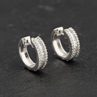 Pre-Owned 18ct White Gold 15mm 0.78ct Diamond Triple Row Hoop Earrings 41173121