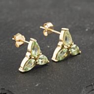 Pre-Owned 9ct Yellow Gold Peridot & 0.03ct Green Diamonds 13mm Stud Earrings 41173122