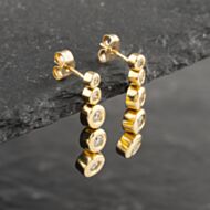 Pre-Owned 18ct Yellow Gold 22mm 0.42ct Diamond Rubover Five Stone Dropper Earrings 41173129