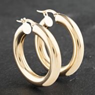 Pre-Owned 9ct Yellow Gold 30mm Chunky Hoop Earrings 41173143